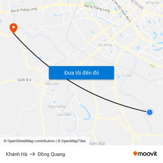 Khánh Hà to Đồng Quang map