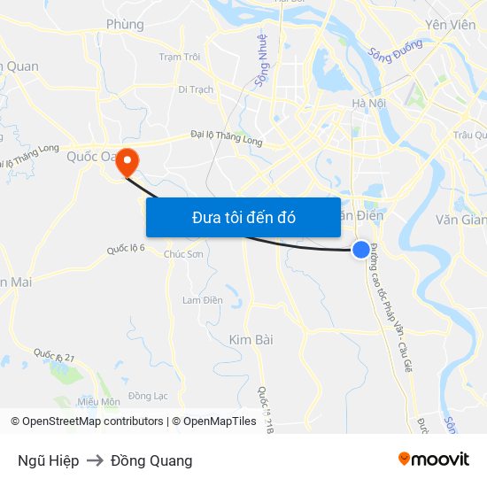 Ngũ Hiệp to Đồng Quang map