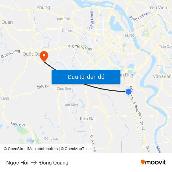 Ngọc Hồi to Đồng Quang map