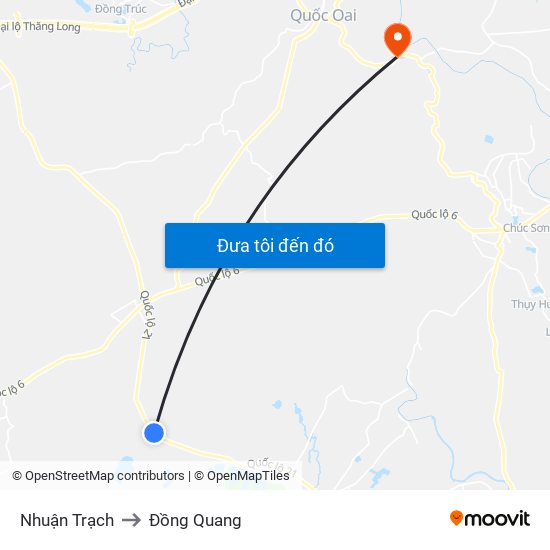 Nhuận Trạch to Đồng Quang map