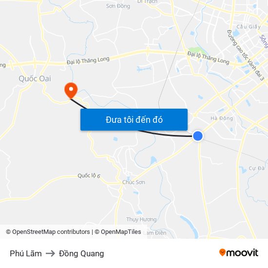 Phú Lãm to Đồng Quang map