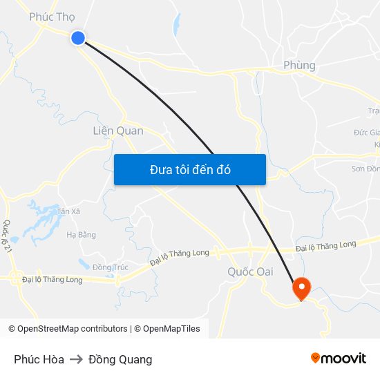 Phúc Hòa to Đồng Quang map