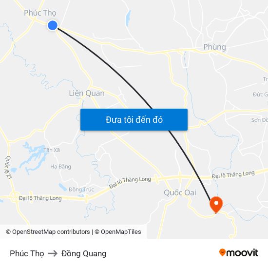 Phúc Thọ to Đồng Quang map