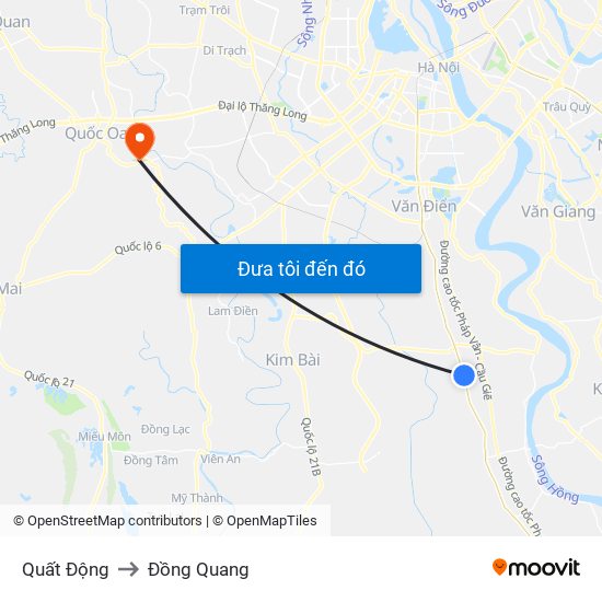 Quất Động to Đồng Quang map