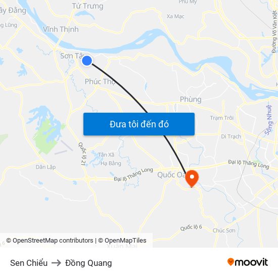 Sen Chiểu to Đồng Quang map