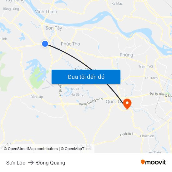 Sơn Lộc to Đồng Quang map