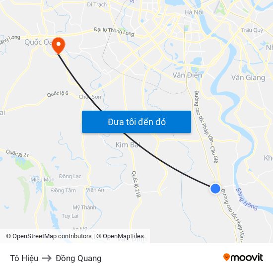 Tô Hiệu to Đồng Quang map