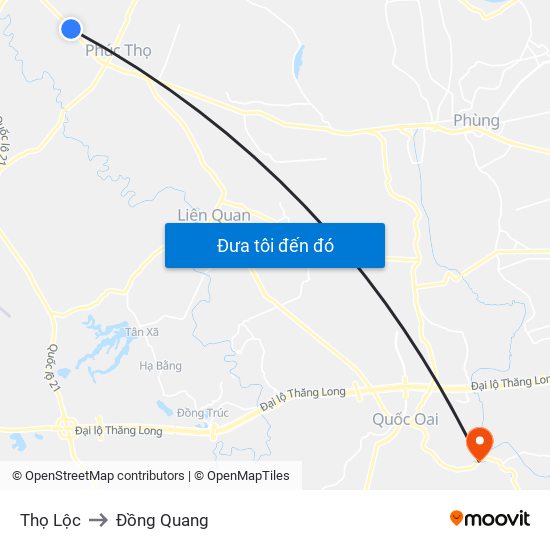 Thọ Lộc to Đồng Quang map