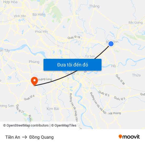 Tiền An to Đồng Quang map