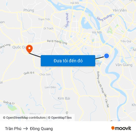 Trần Phú to Đồng Quang map