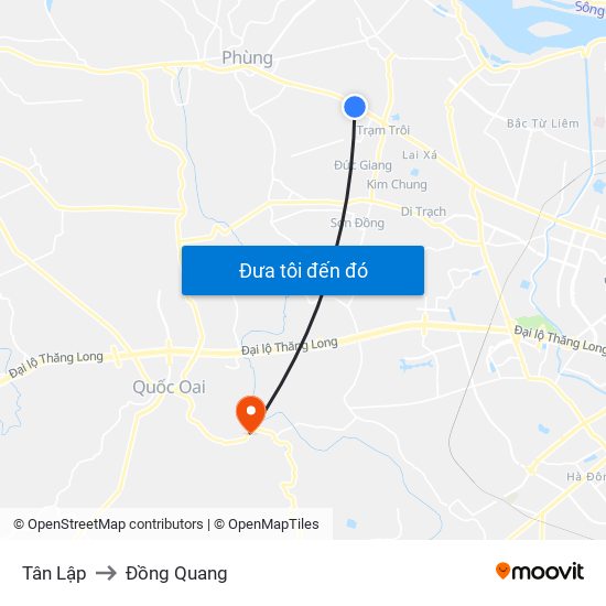 Tân Lập to Đồng Quang map