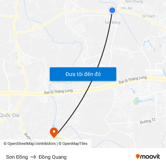 Sơn Đồng to Đồng Quang map