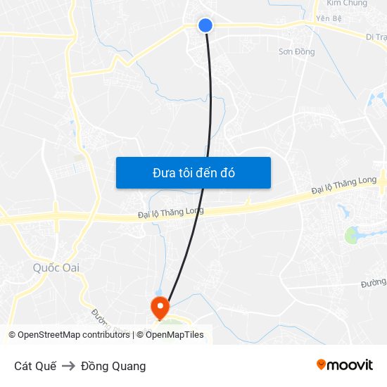 Cát Quế to Đồng Quang map