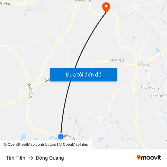 Tân Tiến to Đồng Quang map