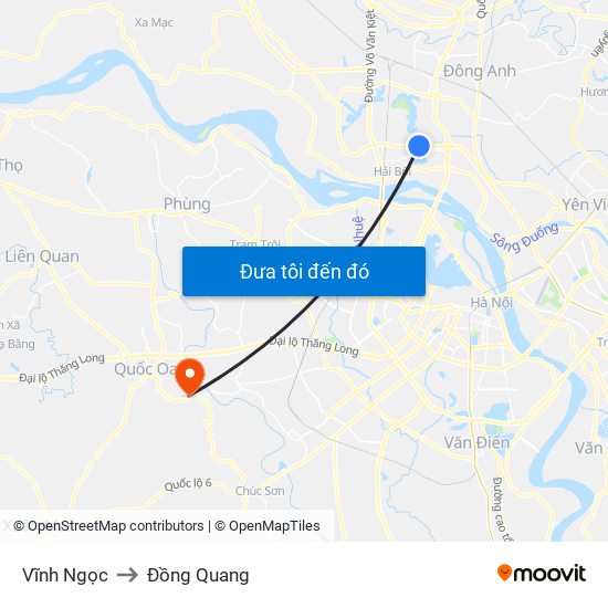 Vĩnh Ngọc to Đồng Quang map