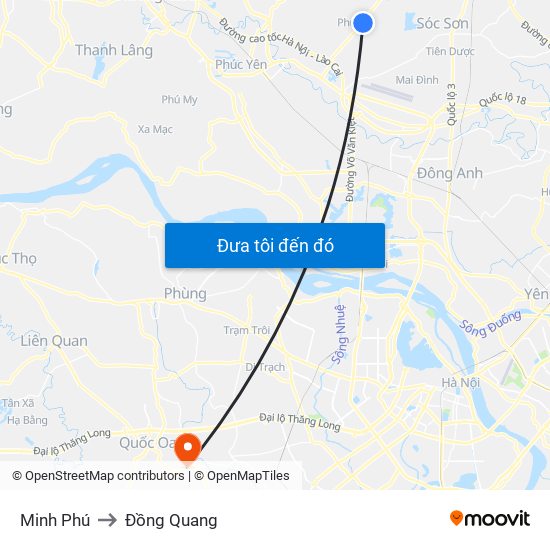 Minh Phú to Đồng Quang map