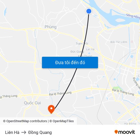 Liên Hà to Đồng Quang map