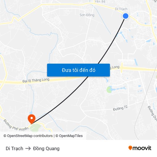 Di Trạch to Đồng Quang map