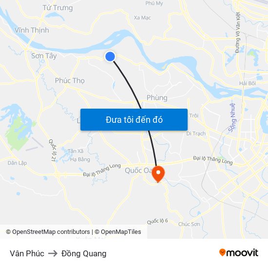 Vân Phúc to Đồng Quang map