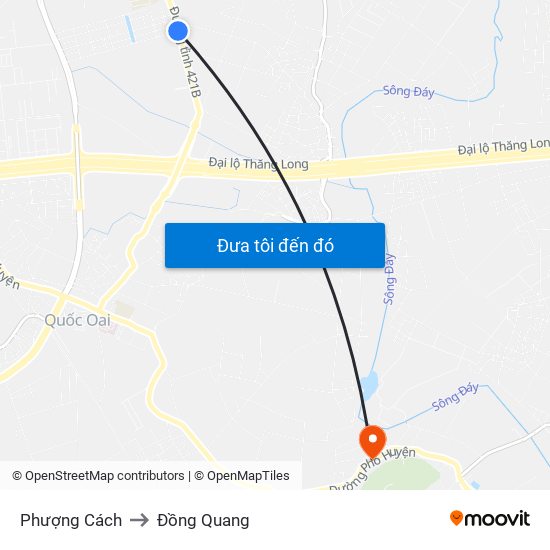 Phượng Cách to Đồng Quang map