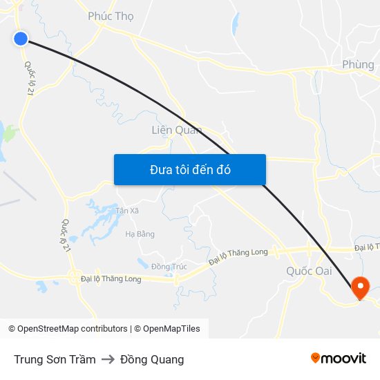 Trung Sơn Trầm to Đồng Quang map