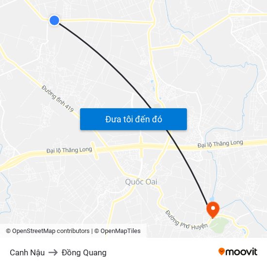 Canh Nậu to Đồng Quang map