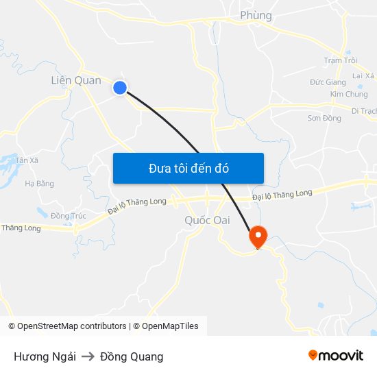 Hương Ngải to Đồng Quang map
