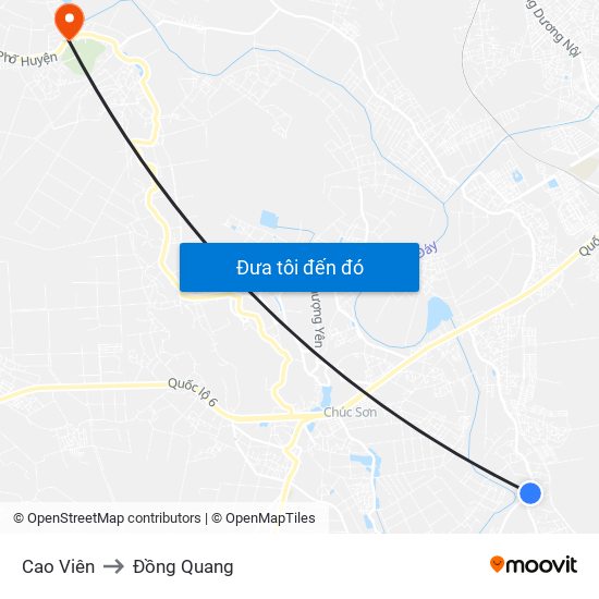 Cao Viên to Đồng Quang map