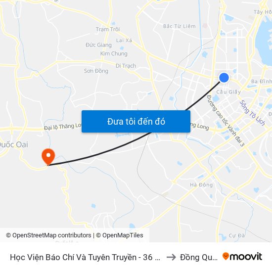 Học Viện Báo Chí Và Tuyên Truyền - 36 Xuân Thủy to Đồng Quang map