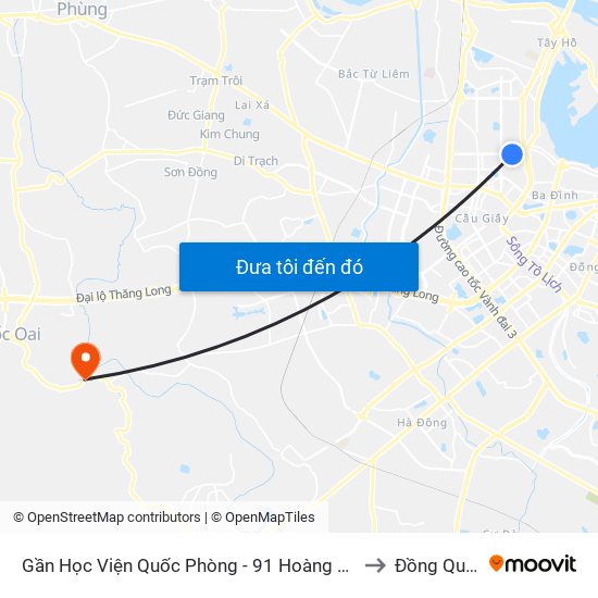 Gần Học Viện Quốc Phòng - 91 Hoàng Quốc Việt to Đồng Quang map