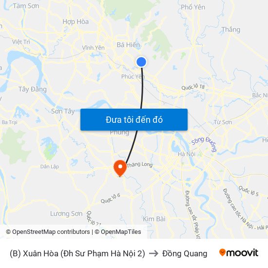 (B) Xuân Hòa (Đh Sư Phạm Hà Nội 2) to Đồng Quang map