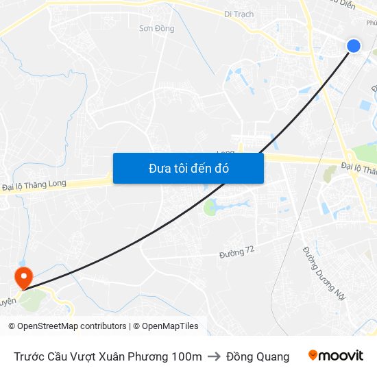 Trước Cầu Vượt Xuân Phương 100m to Đồng Quang map