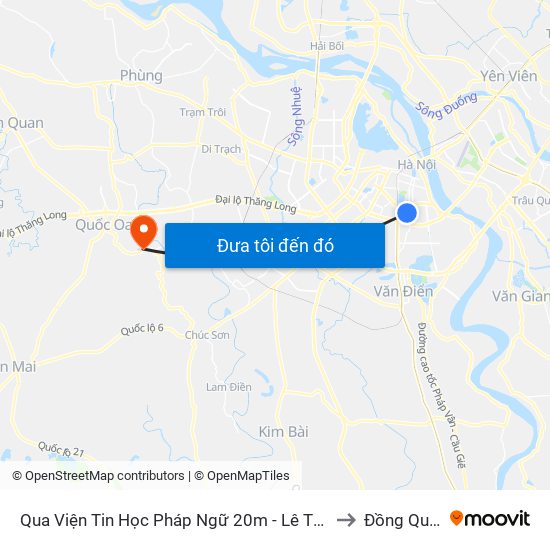 Qua Viện Tin Học Pháp Ngữ 20m - Lê Thanh Nghị to Đồng Quang map