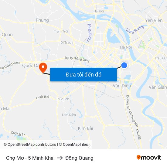 Chợ Mơ - 5 Minh Khai to Đồng Quang map