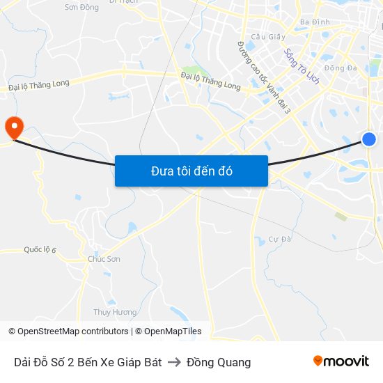 Dải Đỗ Số 2 Bến Xe Giáp Bát to Đồng Quang map