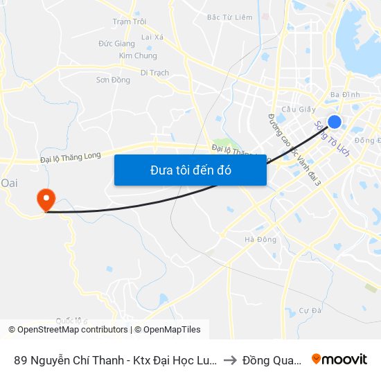 89 Nguyễn Chí Thanh - Ktx Đại Học Luật to Đồng Quang map