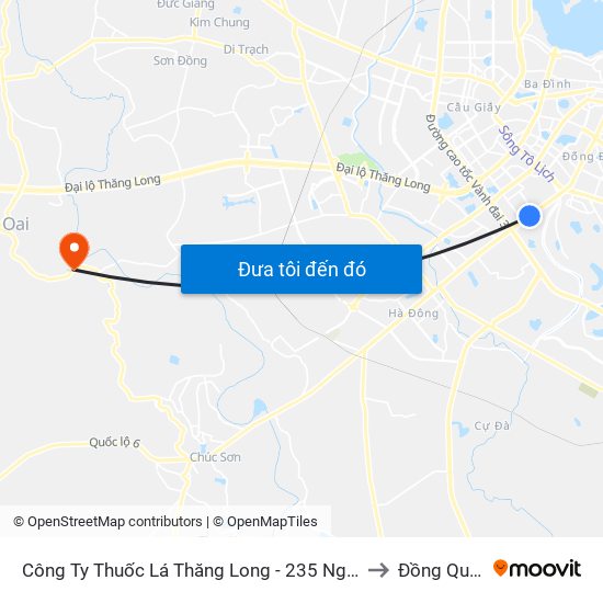 Công Ty Thuốc Lá Thăng Long - 235 Nguyễn Trãi to Đồng Quang map