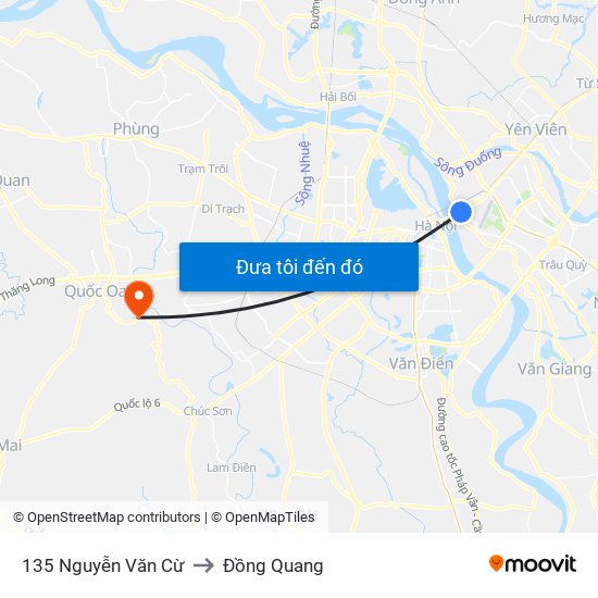 135 Nguyễn Văn Cừ to Đồng Quang map