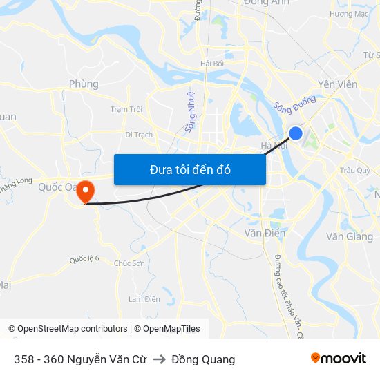 358 - 360 Nguyễn Văn Cừ to Đồng Quang map