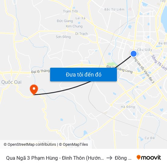 Qua Ngã 3 Phạm Hùng - Đình Thôn (Hướng Đi Phạm Văn Đồng) to Đồng Quang map