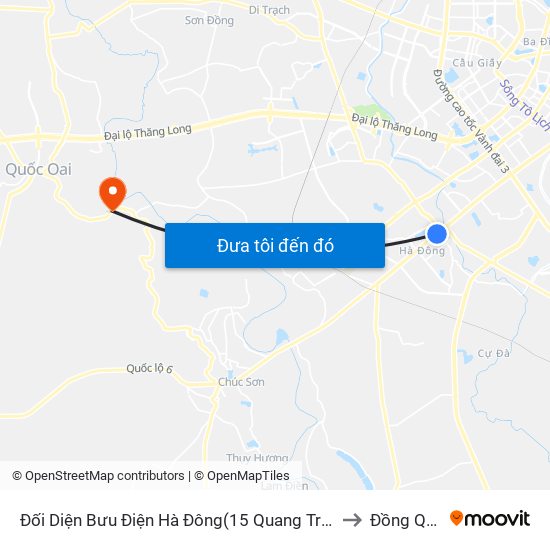 Đối Diện Bưu Điện Hà Đông(15 Quang Trung Hà Đông) to Đồng Quang map
