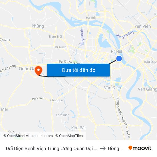 Đối Diện Bệnh Viện Trung Ương Quân Đội 108 - Trần Hưng Đạo to Đồng Quang map