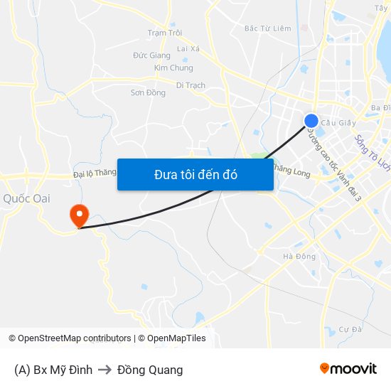 (A) Bx Mỹ Đình to Đồng Quang map
