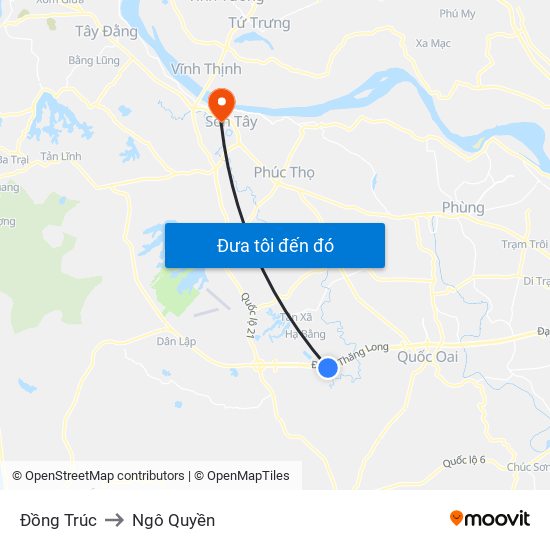 Đồng Trúc to Ngô Quyền map