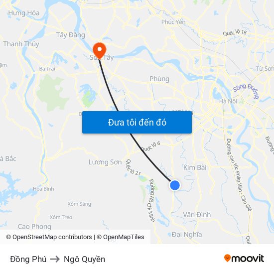 Đồng Phú to Ngô Quyền map