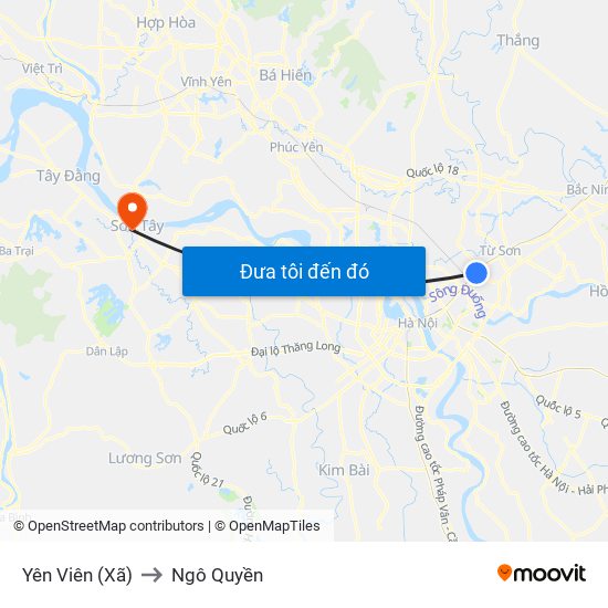 Yên Viên (Xã) to Ngô Quyền map