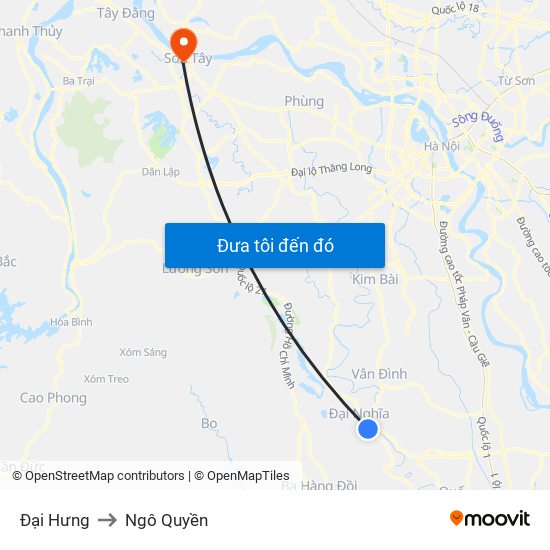 Đại Hưng to Ngô Quyền map