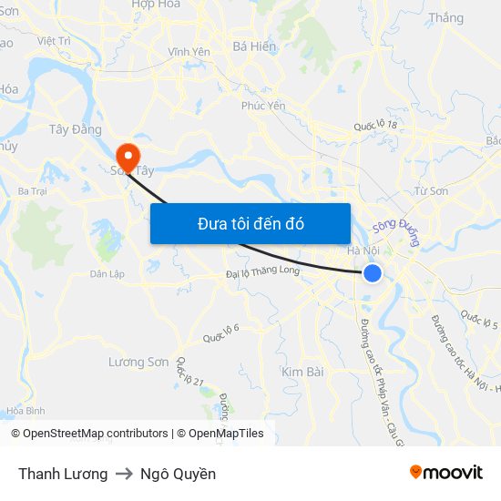 Thanh Lương to Ngô Quyền map