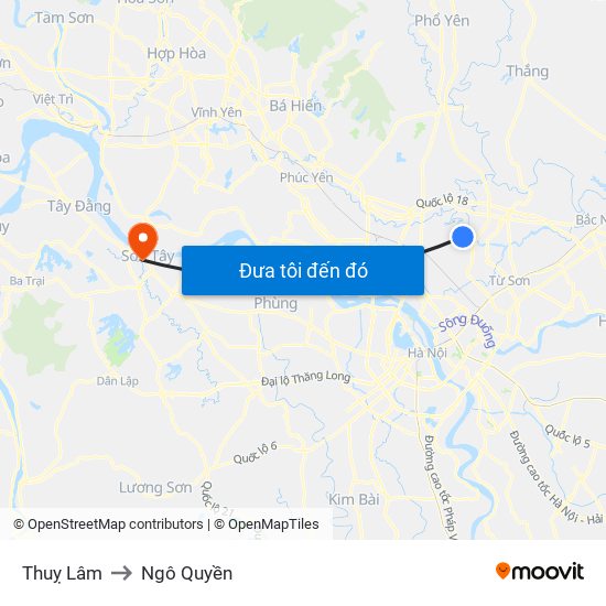 Thuỵ Lâm to Ngô Quyền map