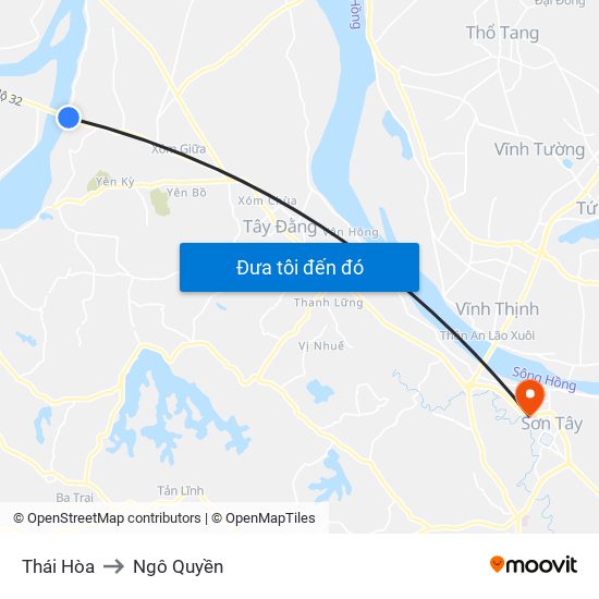 Thái Hòa to Ngô Quyền map